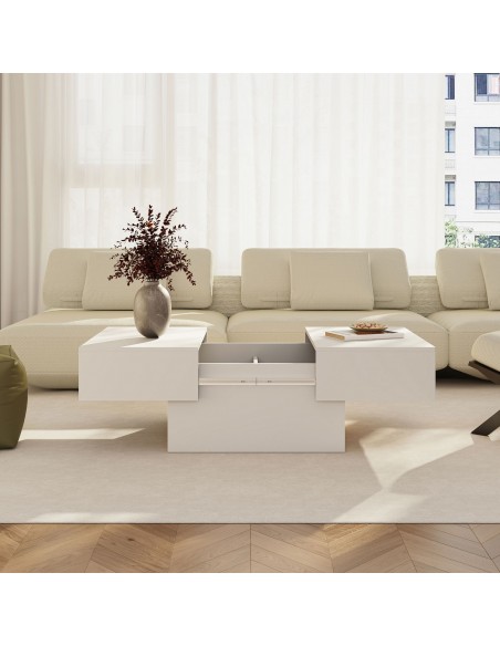 sofabord sidebord stuemøbler moderne design opbevaring skuffe hvid