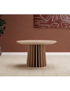 Rundt spisebord med udtræk tillægsplader 120 moderne design træ natur eg egetræ 2