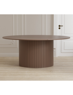 Rundt spisebord beige 180 moderne design træ stort 2