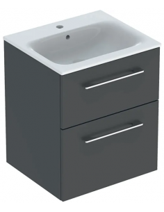 komplet badmiljø underskab med vask håndvask badeværelse grå mat badeværelesmøbler