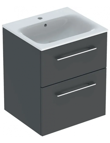 komplet badmiljø underskab med vask håndvask badeværelse grå mat badeværelesmøbler