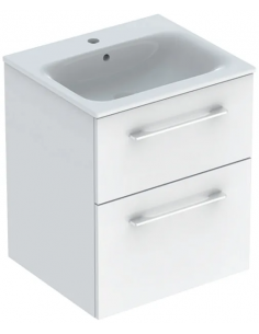 komplet badmiljø underskab med vask håndvask badeværelse hvid mat badeværelesmøbler