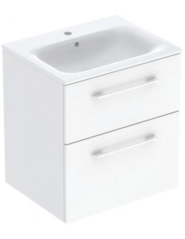 komplet badmiljø underskab med vask håndvask badeværelse hvid mat badeværelesmøbler