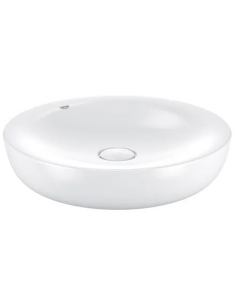 håndvask hvid rund keramik porcelæn vask bordmonteret bordplade skab