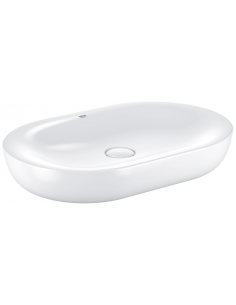 håndvask hvid oval keramik porcelæn vask bordmonteret bordplade skab