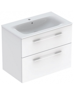 komplet badmiljø underskab med vask håndvask badeværelse hvid mat badeværelesmøbler