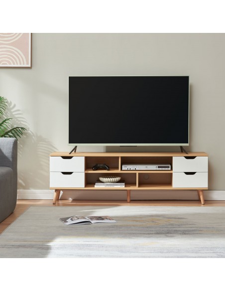 tvbord med opbevaring træ eg opbevaring stuemøbler