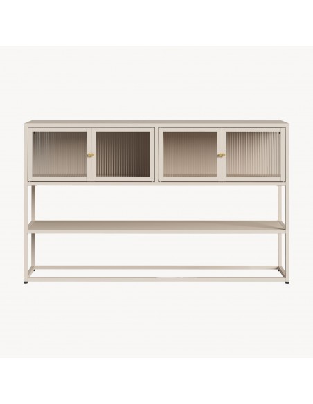 skænk træ eg sideboard opbevaring stuemøbler smal lav beige