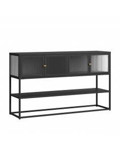 skænk træ eg sideboard opbevaring stuemøbler smal lav sort