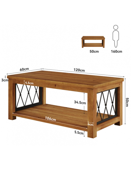 sofabord træ rustikt antikt design indretning
