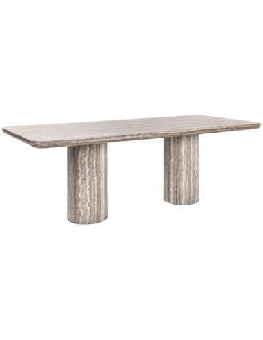 DULCE Spisebord i sten og MDF 225 x 100 cm - Grå travertin