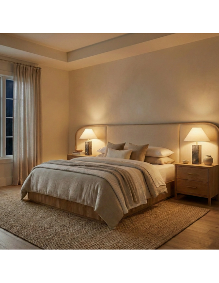 bordlampe lamper moderne design marmor sten travertin