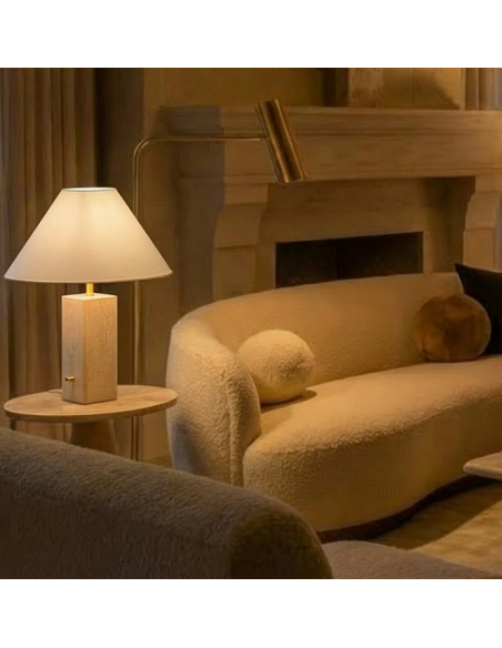 bordlampe lamper moderne design marmor sten travertin