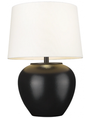 ROSETTE Bordlampe i keramik, stål og polyester H58 cm 1 x E27 - Sort/Hvid