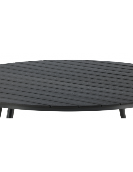 rundt havebord sort aluminium moderne design teak træ teaktræ