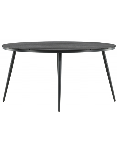 rundt havebord sort aluminium moderne design teak træ teaktræ