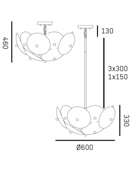 Loftlampe lysekrone e14 design spisebord messing