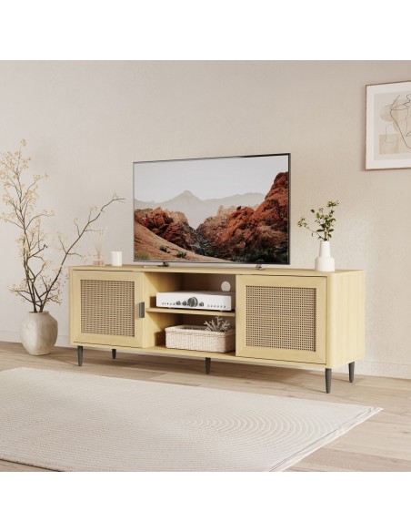 tvbord med opbevaring træ eg opbevaring stuemøbler