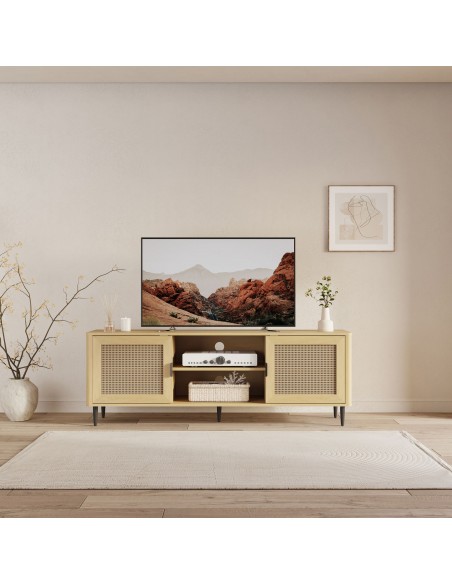 tvbord med opbevaring træ eg opbevaring stuemøbler