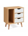 Sengebord i fyrretræ og MDF H55 x B48 x D30 cm - Natur/Hvid