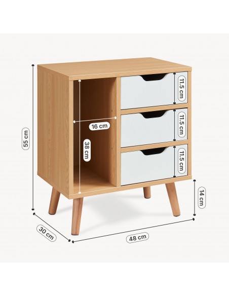 sengebord natbord træ opbevaring moderne eg