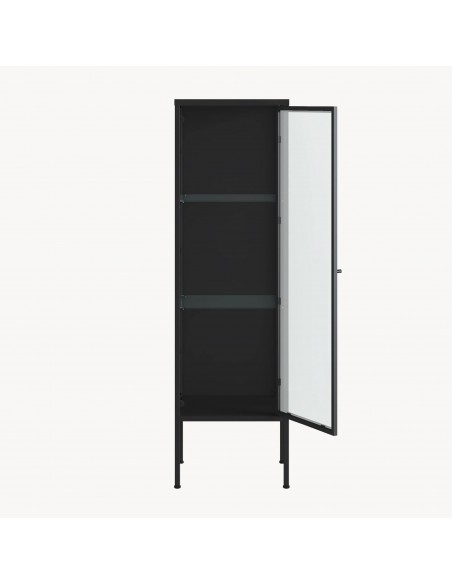 smalt lavt vitrineskab vitrine sort metal skænk moderne design nordisk