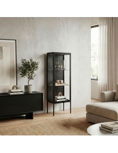 smalt lavt vitrineskab vitrine sort metal skænk moderne design nordisk 2