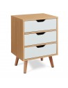 Sengebord i fyrretræ og MDF H55 x B40 x D30 cm - Natur/Hvid