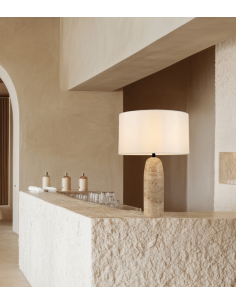 bordlampe sten marmor design moderne soveværelse stue beige 2