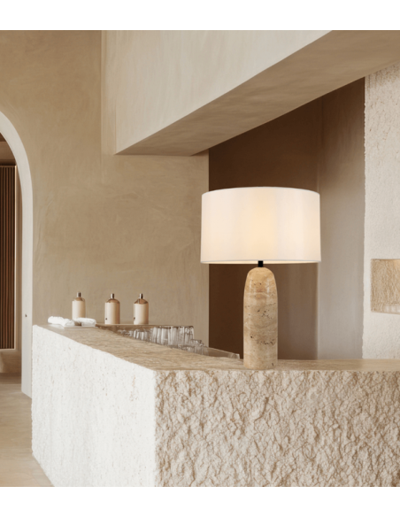 bordlampe sten marmor design moderne soveværelse stue beige