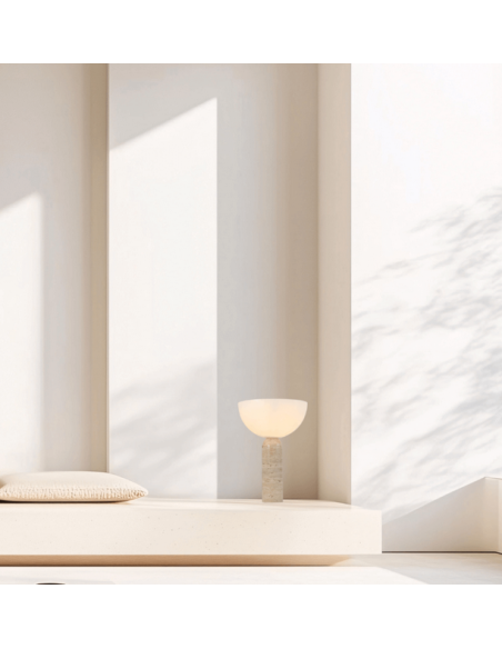 bordlampe sten marmor design moderne soveværelse stue beige