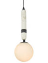 LA SPEZIA Loftlampe i metal, marmor og glas Ø15 cm 1 x E14 - Mat sort/Hvid marmor/Opalhvid