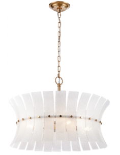 Loftlampe lysekrone design spisebord glas hvid messing