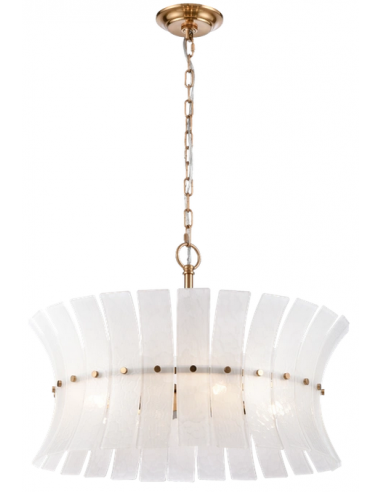 Loftlampe lysekrone design spisebord glas hvid messing