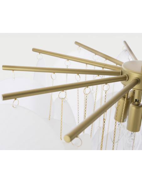 Loftlampe lysekrone design spisebord glas hvid messing