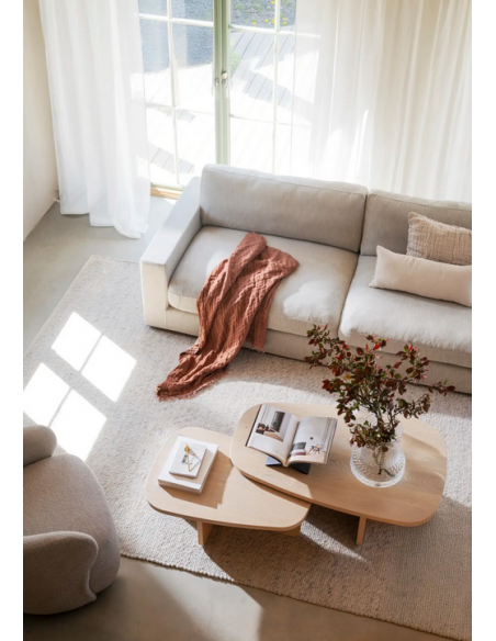 sofa til 3 personer i beige sand lys stof komfortabel design rowico aftageligt vaskbart