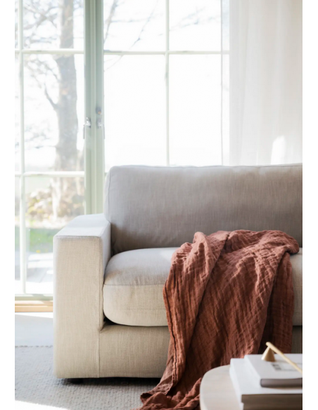 sofa til 3 personer i beige sand lys stof komfortabel design rowico aftageligt vaskbart