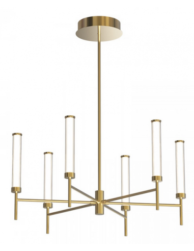 Lysekrone i metal og glas Ø80,5 cm 46W LED - Børstet guld/Klar