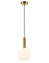 Loftlampe i metal og glas Ø20 cm 1 x E27 - Mat guld/Opalhvid