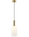 Loftlampe i metal og glas Ø15 cm 1 x E27 - Mat guld/Opalhvid