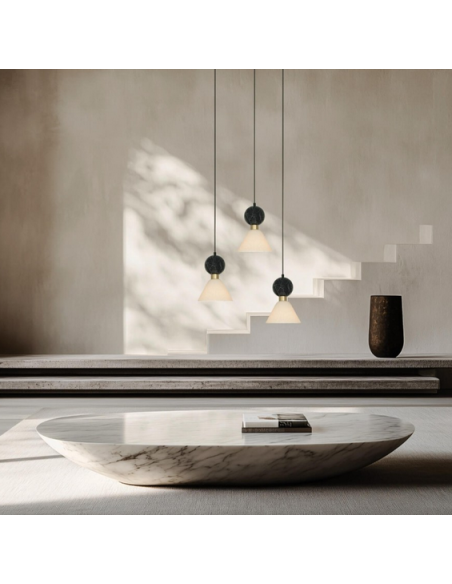 pendellampe loftlampe design loft kontorbelysning marmor glas