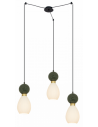 Klyngependel i messing, marmor og gypsum Ø80 cm 3 x E14 - Grøn marmor/Messing/Hvid