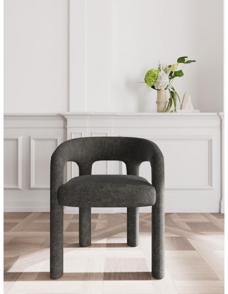 spisebordsstol armlæn stof tekstil grå mørkegrå spisebord stol moderne design nordisk dansk