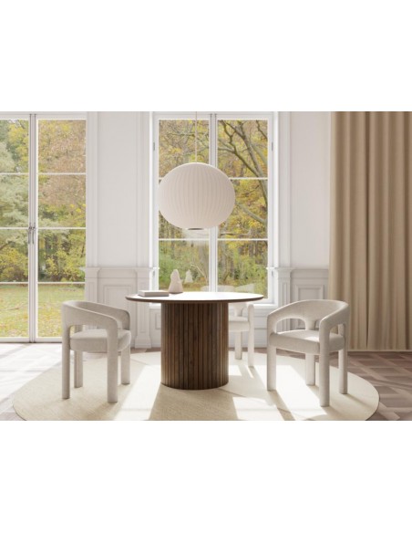 spisebordsstol armlæn stof tekstil beige spisebord stol moderne design nordisk dansk