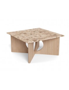 sofabord eg træ egetræ marmor beige firkantet design