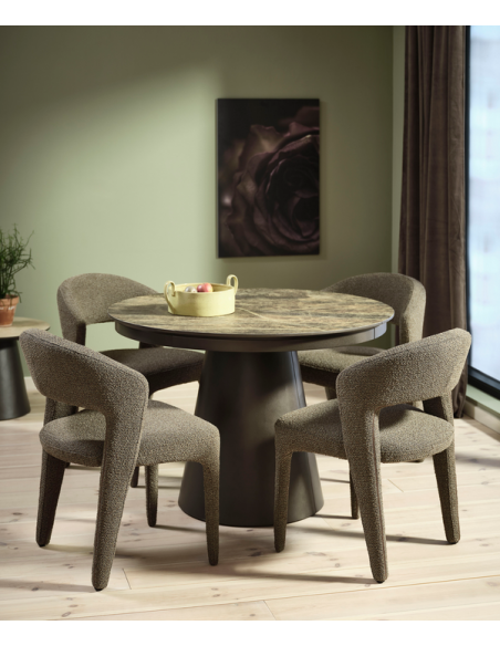 spisebordsstol med armlæn stof brun moderne design