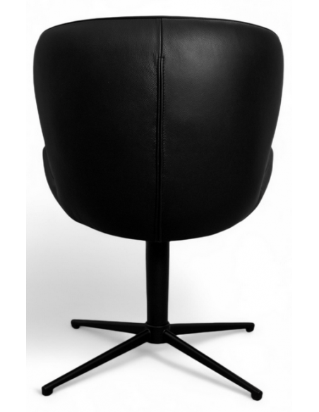 spisebordsstole drejefod drejefunktion ægte læder drej sort