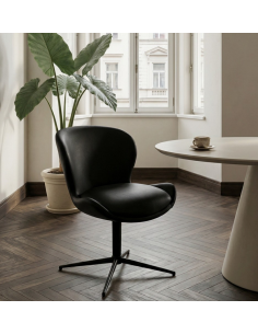 spisebordsstole drejefod drejefunktion ægte læder drej sort 2