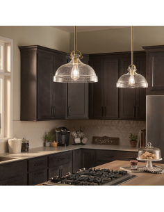 loftlampe pendellampe glas messing spisebord moderne design køkken stue 2