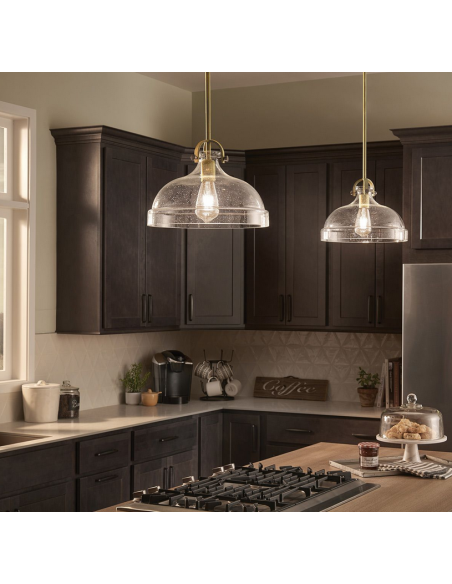 loftlampe pendellampe glas messing spisebord moderne design køkken stue